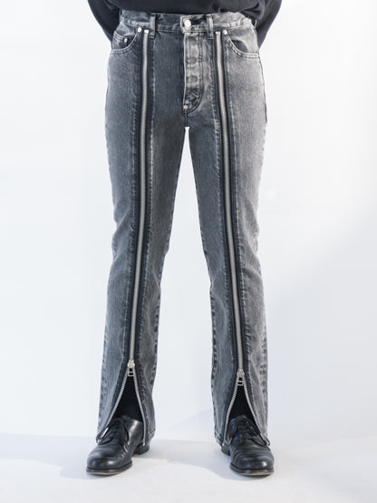 JOHN LAWRENCE SULLIVAN - WASHED DENIM ZIPPED PANTS