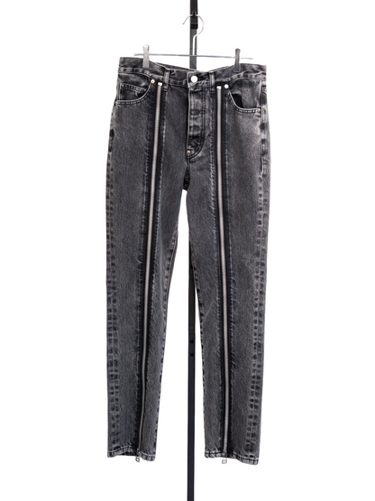 JOHN LAWRENCE SULLIVAN - WASHED DENIM ZIPPED PANTS