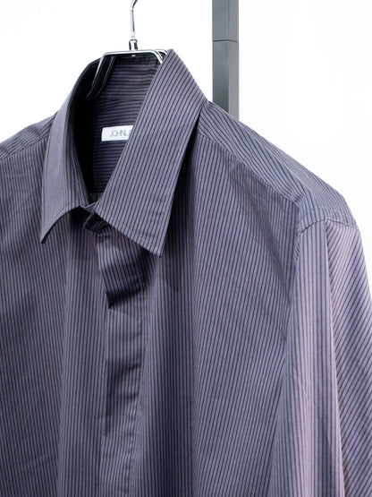 JOHN LAWRENCE SULLIVAN ジョンローレンスサリバン -  STRIPED BROADCLOTH REGULAR COLLAR SHIRT